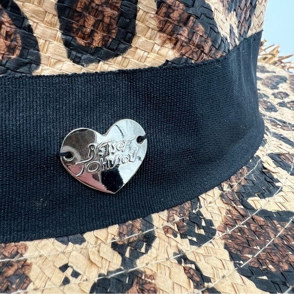 Betsey Johnson Brown and Black Leopard Print Wide Rim‎ Fedora Hat - Picture 5 of 9